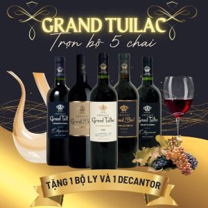 Combo 6 chai vang Grand Tuilac tặng decanter và bộ ly